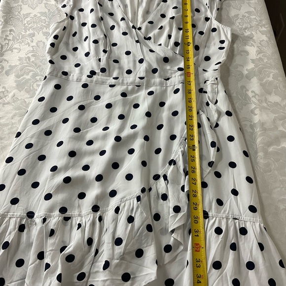 J.CREW Women's Size 14 Dress White W Black Polka Dot V Neck Sleeveless Layered - Picture 6 of 7